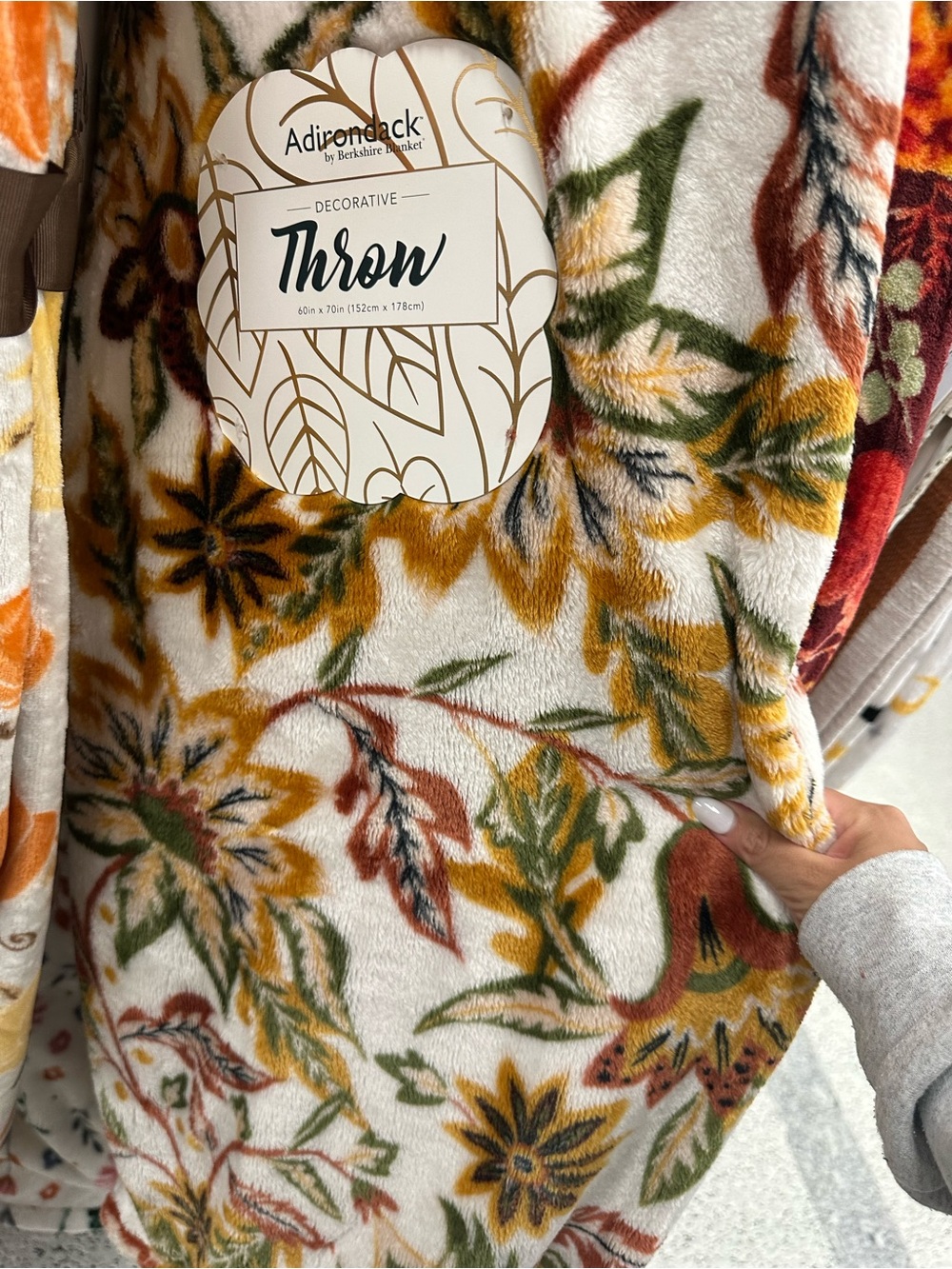 Autumn Fall Floral Paisley Leaves Plush Throw Blanket